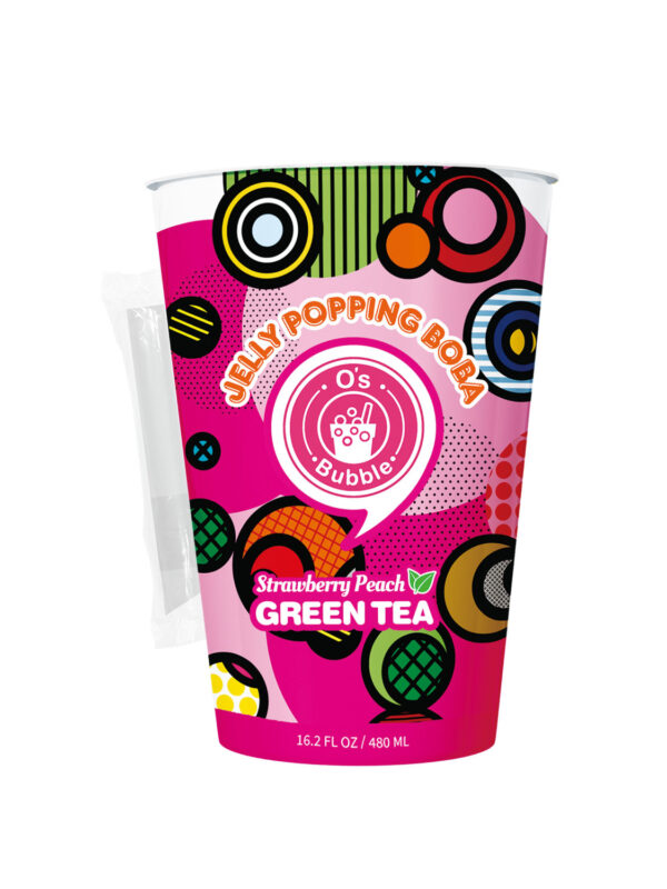 Jelly Popping Boba – Strawberry Peach Green Tea with Jelly Popping Boba