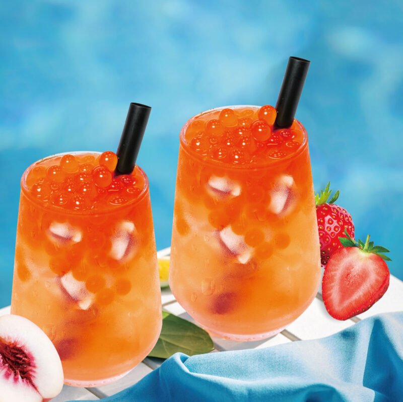 Jelly Popping Boba – Strawberry Peach Green Tea with Jelly Popping Boba：圖片 2