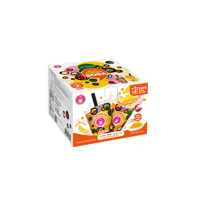 Jelly Popping Boba – Lychee Mango Green Tea with Jelly Popping Boba (4cups)
