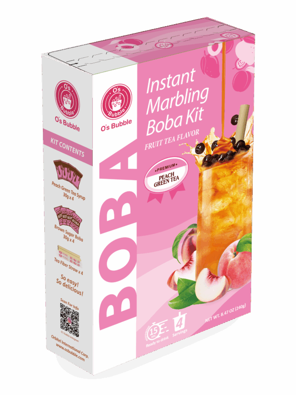 Instant Marbling Boba Kit Fruit Tea - PEACH GREEN TEA (4 Servings)