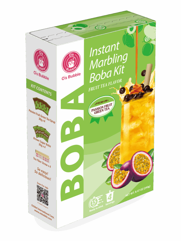 Instant Marbling Boba Kit Fruit Tea - PASSION FRUIT GREEN TEA (4 Servings)
