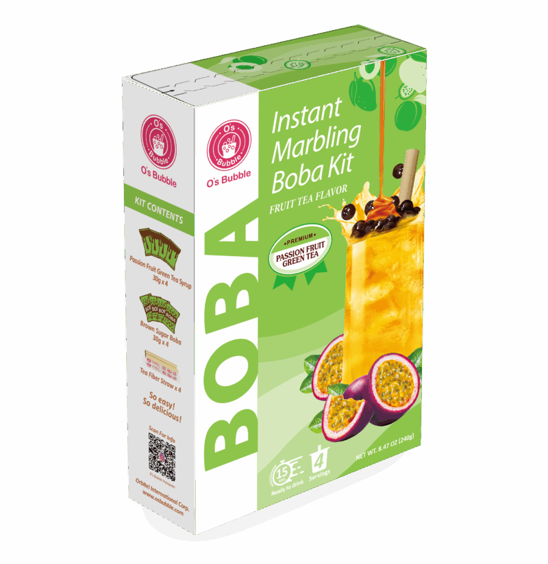 Instant Marbling Boba Kit Fruit Tea - PASSION FRUIT GREEN TEA (4 Servings)