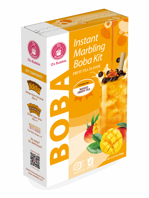 Instant Marbling Boba Kit Fruit Tea - MANGO GREEN TEA (4 Servings)