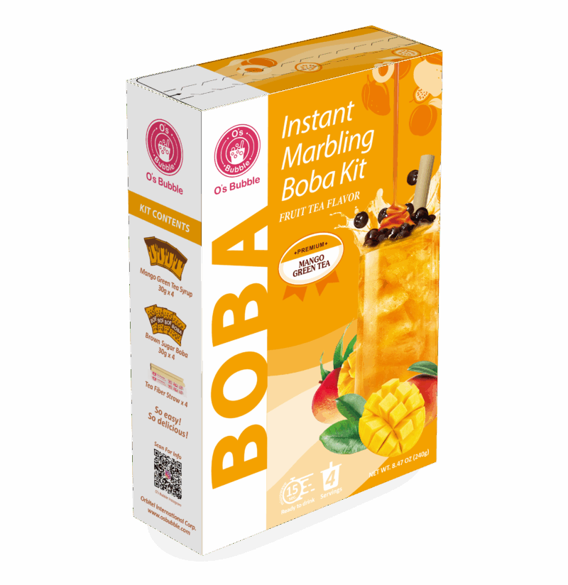 Instant Marbling Boba Kit Fruit Tea - MANGO GREEN TEA (4 Servings)