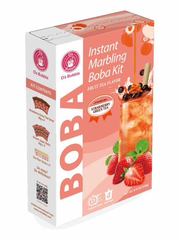 Instant Marbling Boba Kit Fruit Tea -STRAWBERRY GREEN TEA (4 Servings)