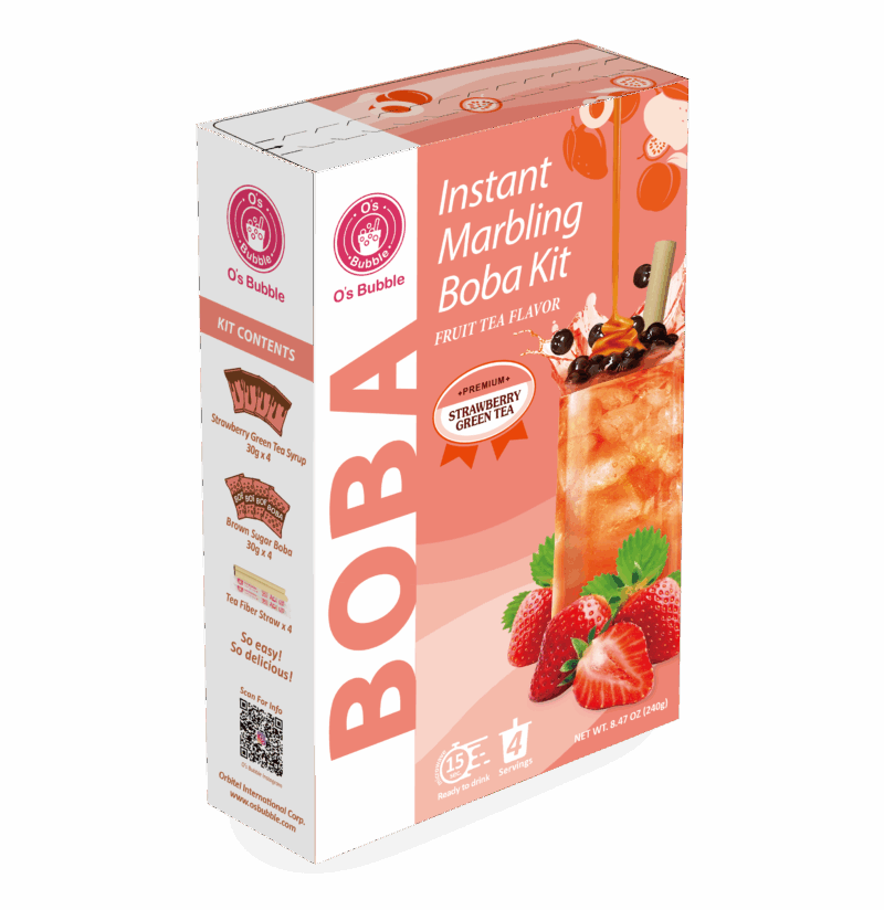Instant Marbling Boba Kit Fruit Tea -STRAWBERRY GREEN TEA (4 Servings)