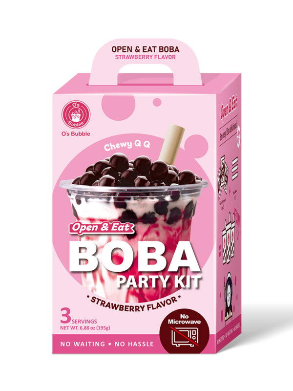 Open & Eat Boba Party Kit –  Strawberry (3 Servings) | NEW